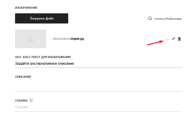 Где находится поле альтернативного текста изображения в Zero Block Tilda